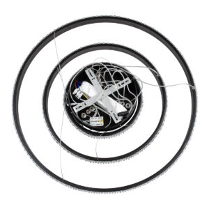 GloboStar® DIAMOND TRIO 61136 Κρεμαστό Φωτιστικό Δαχτυλίδι-Κύκλος LED CCT 100W 12123lm 360° AC 220-240V – Εναλλαγή Φωτισμού μέσω Τηλεχειριστηρίου All In One Ψυχρό 6000k+Φυσικό 4500k+Θερμό 2700k Dimmable Φ25+40+60cm – Μαύρο – 3 Years Warranty