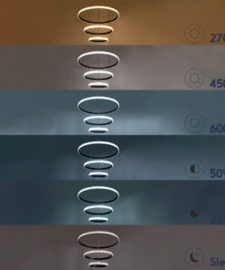 GloboStar® DIAMOND TRIO 61136-DECO Κρεμαστό Φωτιστικό Δαχτυλίδι-Κύκλος LED CCT 100W 12123lm 360° AC 220-240V – Εναλλαγή Φωτισμού μέσω Τηλεχειριστηρίου All In One Ψυχρό 6000k+Φυσικό 4500k+Θερμό 2700k Dimmable Φ25+40+60cm – Μαύρο – 3 Years Warranty