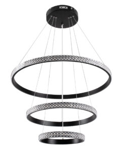 GloboStar® DIAMOND TRIO 61136-DECO Κρεμαστό Φωτιστικό Δαχτυλίδι-Κύκλος LED CCT 100W 12123lm 360° AC 220-240V – Εναλλαγή Φωτισμού μέσω Τηλεχειριστηρίου All In One Ψυχρό 6000k+Φυσικό 4500k+Θερμό 2700k Dimmable Φ25+40+60cm – Μαύρο – 3 Years Warranty