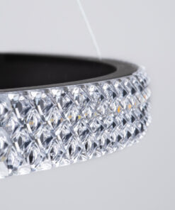 GloboStar® DIAMOND TRIO 61136-DECO Κρεμαστό Φωτιστικό Δαχτυλίδι-Κύκλος LED CCT 100W 12123lm 360° AC 220-240V – Εναλλαγή Φωτισμού μέσω Τηλεχειριστηρίου All In One Ψυχρό 6000k+Φυσικό 4500k+Θερμό 2700k Dimmable Φ25+40+60cm – Μαύρο – 3 Years Warranty