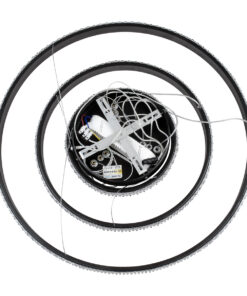 GloboStar® DIAMOND TRIO 61136-DECO Κρεμαστό Φωτιστικό Δαχτυλίδι-Κύκλος LED CCT 100W 12123lm 360° AC 220-240V – Εναλλαγή Φωτισμού μέσω Τηλεχειριστηρίου All In One Ψυχρό 6000k+Φυσικό 4500k+Θερμό 2700k Dimmable Φ25+40+60cm – Μαύρο – 3 Years Warranty