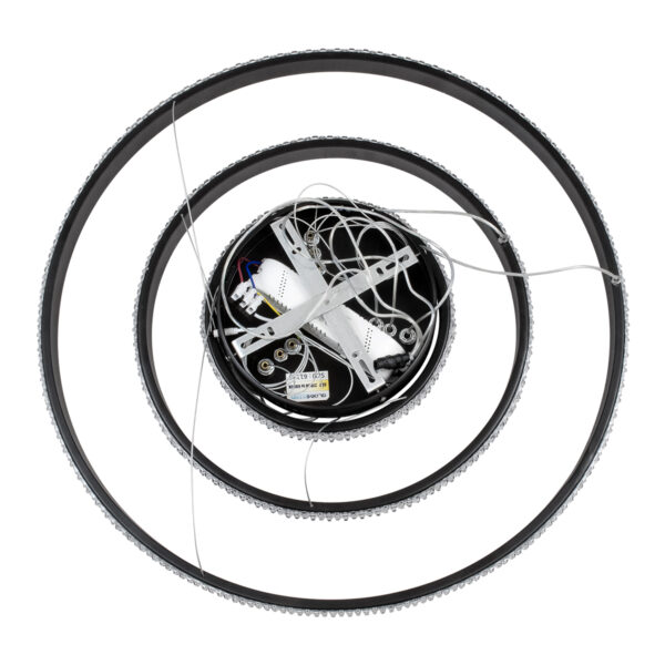 GloboStar® DIAMOND TRIO 61136-DECO Κρεμαστό Φωτιστικό Δαχτυλίδι-Κύκλος LED CCT 100W 12123lm 360° AC 220-240V – Εναλλαγή Φωτισμού μέσω Τηλεχειριστηρίου All In One Ψυχρό 6000k+Φυσικό 4500k+Θερμό 2700k Dimmable Φ25+40+60cm – Μαύρο – 3 Years Warranty