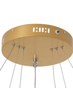 GloboStar® DIAMOND TRIO 61137 Κρεμαστό Φωτιστικό Δαχτυλίδι-Κύκλος LED CCT 100W 12123lm 360° AC 220-240V – Εναλλαγή Φωτισμού μέσω Τηλεχειριστηρίου All In One Ψυχρό 6000k+Φυσικό 4500k+Θερμό 2700k Dimmable Φ25+40+60cm – Χρυσό Βούρτσας – 3 Years Warranty