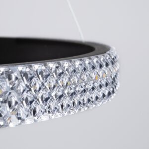 GloboStar® DIAMOND TRIO 61138 Κρεμαστό Φωτιστικό Δαχτυλίδι-Κύκλος LED CCT 120W 14723lm 360° AC 220-240V – Εναλλαγή Φωτισμού μέσω Τηλεχειριστηρίου All In One Ψυχρό 6000k+Φυσικό 4500k+Θερμό 2700k Dimmable Φ40+60+80cm – Μαύρο – 3 Years Warranty