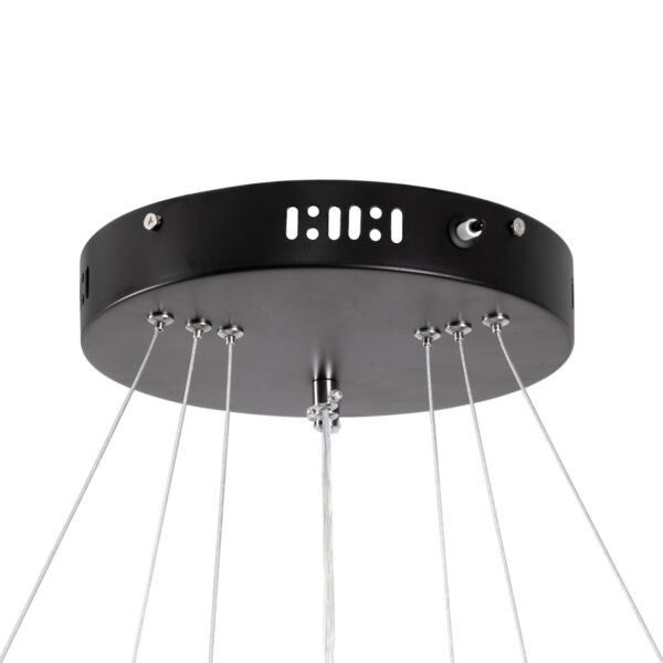 GloboStar® DIAMOND TRIO 61138 Κρεμαστό Φωτιστικό Δαχτυλίδι-Κύκλος LED CCT 120W 14723lm 360° AC 220-240V – Εναλλαγή Φωτισμού μέσω Τηλεχειριστηρίου All In One Ψυχρό 6000k+Φυσικό 4500k+Θερμό 2700k Dimmable Φ40+60+80cm – Μαύρο – 3 Years Warranty