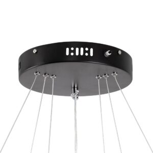 GloboStar® DIAMOND TRIO 61138-DECO Κρεμαστό Φωτιστικό Δαχτυλίδι-Κύκλος LED CCT 120W 14723lm 360° AC 220-240V – Εναλλαγή Φωτισμού μέσω Τηλεχειριστηρίου All In One Ψυχρό 6000k+Φυσικό 4500k+Θερμό 2700k Dimmable Φ40+60+80cm – Μαύρο – 3 Years Warranty