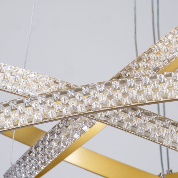 GloboStar® DIAMOND TRIO 61139-DECO Κρεμαστό Φωτιστικό Δαχτυλίδι-Κύκλος LED CCT 120W 14723lm 360° AC 220-240V – Εναλλαγή Φωτισμού μέσω Τηλεχειριστηρίου All In One Ψυχρό 6000k+Φυσικό 4500k+Θερμό 2700k Dimmable Φ40+60+80cm – Χρυσό Βούρτσας – 3 Years Warranty