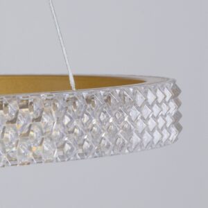 GloboStar® DIAMOND TRIO 61139-DECO Κρεμαστό Φωτιστικό Δαχτυλίδι-Κύκλος LED CCT 120W 14723lm 360° AC 220-240V – Εναλλαγή Φωτισμού μέσω Τηλεχειριστηρίου All In One Ψυχρό 6000k+Φυσικό 4500k+Θερμό 2700k Dimmable Φ40+60+80cm – Χρυσό Βούρτσας – 3 Years Warranty