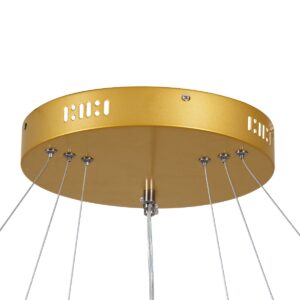 GloboStar® DIAMOND TRIO 61139-DECO Κρεμαστό Φωτιστικό Δαχτυλίδι-Κύκλος LED CCT 120W 14723lm 360° AC 220-240V – Εναλλαγή Φωτισμού μέσω Τηλεχειριστηρίου All In One Ψυχρό 6000k+Φυσικό 4500k+Θερμό 2700k Dimmable Φ40+60+80cm – Χρυσό Βούρτσας – 3 Years Warranty