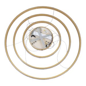 GloboStar® DIAMOND TRIO 61139-DECO Κρεμαστό Φωτιστικό Δαχτυλίδι-Κύκλος LED CCT 120W 14723lm 360° AC 220-240V – Εναλλαγή Φωτισμού μέσω Τηλεχειριστηρίου All In One Ψυχρό 6000k+Φυσικό 4500k+Θερμό 2700k Dimmable Φ40+60+80cm – Χρυσό Βούρτσας – 3 Years Warranty