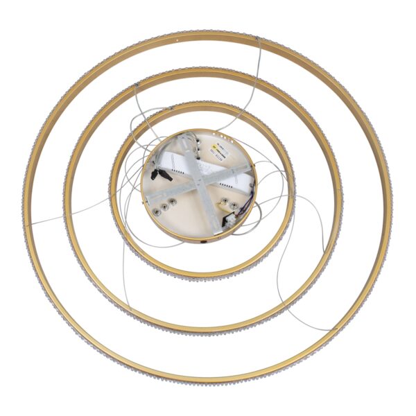 GloboStar® DIAMOND TRIO 61139-DECO Κρεμαστό Φωτιστικό Δαχτυλίδι-Κύκλος LED CCT 120W 14723lm 360° AC 220-240V – Εναλλαγή Φωτισμού μέσω Τηλεχειριστηρίου All In One Ψυχρό 6000k+Φυσικό 4500k+Θερμό 2700k Dimmable Φ40+60+80cm – Χρυσό Βούρτσας – 3 Years Warranty