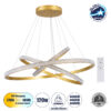 GloboStar® DIAMOND TRIO 61139-DECO Κρεμαστό Φωτιστικό Δαχτυλίδι-Κύκλος LED CCT 120W 14723lm 360° AC 220-240V – Εναλλαγή Φωτισμού μέσω Τηλεχειριστηρίου All In One Ψυχρό 6000k+Φυσικό 4500k+Θερμό 2700k Dimmable Φ40+60+80cm – Χρυσό Βούρτσας – 3 Years Warranty