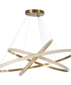 GloboStar® DIAMOND TRIO 61141-DECO Κρεμαστό Φωτιστικό Δαχτυλίδι-Κύκλος LED CCT 150W 18379lm 360° AC 220-240V – Εναλλαγή Φωτισμού μέσω Τηλεχειριστηρίου All In One Ψυχρό 6000k+Φυσικό 4500k+Θερμό 2700k Dimmable Φ60+80+100cm – Χρυσό Βούρτσας – 3 Years Warrant