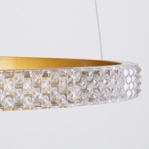 GloboStar® DIAMOND TRIO 61143 Κρεμαστό Φωτιστικό Δαχτυλίδι-Κύκλος LED CCT 100W 12123lm 360° AC 220-240V – Εναλλαγή Φωτισμού μέσω Τηλεχειριστηρίου All In One Ψυχρό 6000k+Φυσικό 4500k+Θερμό 2700k Dimmable Φ25+40+60cm – Χρυσό Βούρτσας – 3 Years Warranty