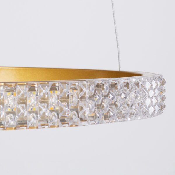 GloboStar® DIAMOND TRIO 61143 Κρεμαστό Φωτιστικό Δαχτυλίδι-Κύκλος LED CCT 100W 12123lm 360° AC 220-240V – Εναλλαγή Φωτισμού μέσω Τηλεχειριστηρίου All In One Ψυχρό 6000k+Φυσικό 4500k+Θερμό 2700k Dimmable Φ25+40+60cm – Χρυσό Βούρτσας – 3 Years Warranty