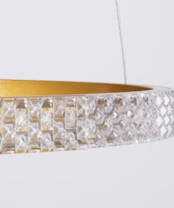 GloboStar® DIAMOND TRIO 61143 Κρεμαστό Φωτιστικό Δαχτυλίδι-Κύκλος LED CCT 100W 12123lm 360° AC 220-240V – Εναλλαγή Φωτισμού μέσω Τηλεχειριστηρίου All In One Ψυχρό 6000k+Φυσικό 4500k+Θερμό 2700k Dimmable Φ25+40+60cm – Χρυσό Βούρτσας – 3 Years Warranty