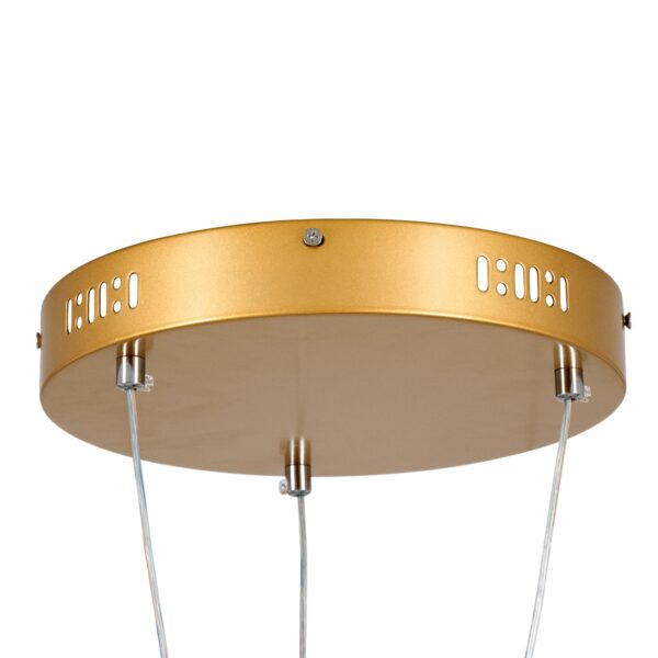 GloboStar® DIAMOND TRIO 61143 Κρεμαστό Φωτιστικό Δαχτυλίδι-Κύκλος LED CCT 100W 12123lm 360° AC 220-240V – Εναλλαγή Φωτισμού μέσω Τηλεχειριστηρίου All In One Ψυχρό 6000k+Φυσικό 4500k+Θερμό 2700k Dimmable Φ25+40+60cm – Χρυσό Βούρτσας – 3 Years Warranty