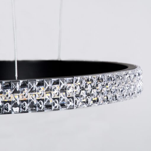 GloboStar® DIAMOND TRIO 61142 Κρεμαστό Φωτιστικό Δαχτυλίδι-Κύκλος LED CCT 100W 12123lm 360° AC 220-240V – Εναλλαγή Φωτισμού μέσω Τηλεχειριστηρίου All In One Ψυχρό 6000k+Φυσικό 4500k+Θερμό 2700k Dimmable Φ25+40+60cm – Μαύρο – 3 Years Warranty