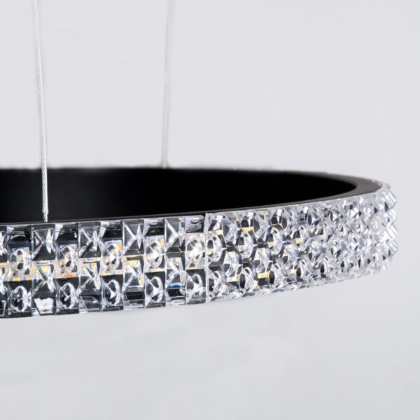 GloboStar® DIAMOND TRIO 61144 Κρεμαστό Φωτιστικό Δαχτυλίδι-Κύκλος LED CCT 120W 14723lm 360° AC 220-240V – Εναλλαγή Φωτισμού μέσω Τηλεχειριστηρίου All In One Ψυχρό 6000k+Φυσικό 4500k+Θερμό 2700k Dimmable Φ40+60+80cm – Μαύρο – 3 Years Warranty
