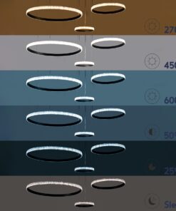 GloboStar® DIAMOND TRIO 61144 Κρεμαστό Φωτιστικό Δαχτυλίδι-Κύκλος LED CCT 120W 14723lm 360° AC 220-240V – Εναλλαγή Φωτισμού μέσω Τηλεχειριστηρίου All In One Ψυχρό 6000k+Φυσικό 4500k+Θερμό 2700k Dimmable Φ40+60+80cm – Μαύρο – 3 Years Warranty