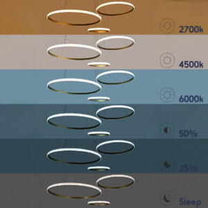 GloboStar® DIAMOND TRIO 61147 Κρεμαστό Φωτιστικό Δαχτυλίδι-Κύκλος LED CCT 150W 18379lm 360° AC 220-240V – Εναλλαγή Φωτισμού μέσω Τηλεχειριστηρίου All In One Ψυχρό 6000k+Φυσικό 4500k+Θερμό 2700k Dimmable Φ60+80+100cm – Χρυσό Βούρτσας – 3 Years Warranty