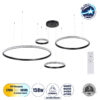 GloboStar® DIAMOND TETRA 61148 Κρεμαστό Φωτιστικό Δαχτυλίδι-Κύκλος LED CCT 150W 18379lm 360° AC 220-240V – Εναλλαγή Φωτισμού μέσω Τηλεχειριστηρίου All In One Ψυχρό 6000k+Φυσικό 4500k+Θερμό 2700k Dimmable Φ25+40+60+80cm – Μαύρο – 3 Years Warranty