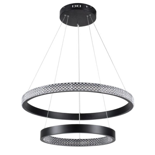GloboStar® DIAMOND DUO 61150-DECO Κρεμαστό Φωτιστικό Δαχτυλίδι-Κύκλος LED CCT 75W 8743lm 360° AC 220-240V – Εναλλαγή Φωτισμού μέσω Τηλεχειριστηρίου All In One Ψυχρό 6000k+Φυσικό 4500k+Θερμό 2700k Dimmable Φ40+60cm – Μαύρο – 3 Years Warranty