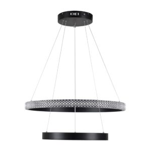 GloboStar® DIAMOND DUO 61150-DECO Κρεμαστό Φωτιστικό Δαχτυλίδι-Κύκλος LED CCT 75W 8743lm 360° AC 220-240V – Εναλλαγή Φωτισμού μέσω Τηλεχειριστηρίου All In One Ψυχρό 6000k+Φυσικό 4500k+Θερμό 2700k Dimmable Φ40+60cm – Μαύρο – 3 Years Warranty