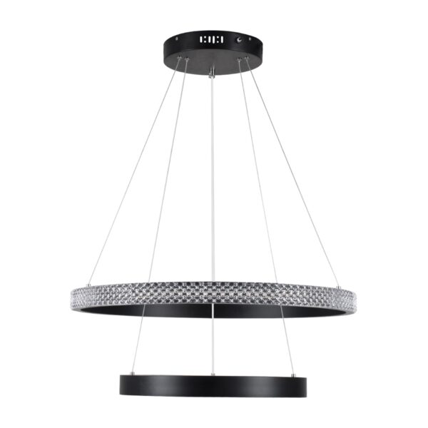 GloboStar® DIAMOND DUO 61150-DECO Κρεμαστό Φωτιστικό Δαχτυλίδι-Κύκλος LED CCT 75W 8743lm 360° AC 220-240V – Εναλλαγή Φωτισμού μέσω Τηλεχειριστηρίου All In One Ψυχρό 6000k+Φυσικό 4500k+Θερμό 2700k Dimmable Φ40+60cm – Μαύρο – 3 Years Warranty