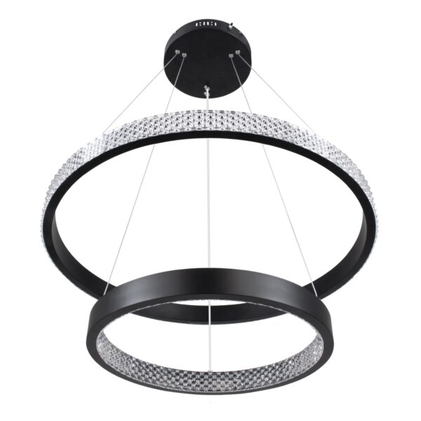 GloboStar® DIAMOND DUO 61150-DECO Κρεμαστό Φωτιστικό Δαχτυλίδι-Κύκλος LED CCT 75W 8743lm 360° AC 220-240V – Εναλλαγή Φωτισμού μέσω Τηλεχειριστηρίου All In One Ψυχρό 6000k+Φυσικό 4500k+Θερμό 2700k Dimmable Φ40+60cm – Μαύρο – 3 Years Warranty
