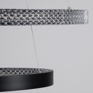 GloboStar® DIAMOND DUO 61150-DECO Κρεμαστό Φωτιστικό Δαχτυλίδι-Κύκλος LED CCT 75W 8743lm 360° AC 220-240V – Εναλλαγή Φωτισμού μέσω Τηλεχειριστηρίου All In One Ψυχρό 6000k+Φυσικό 4500k+Θερμό 2700k Dimmable Φ40+60cm – Μαύρο – 3 Years Warranty