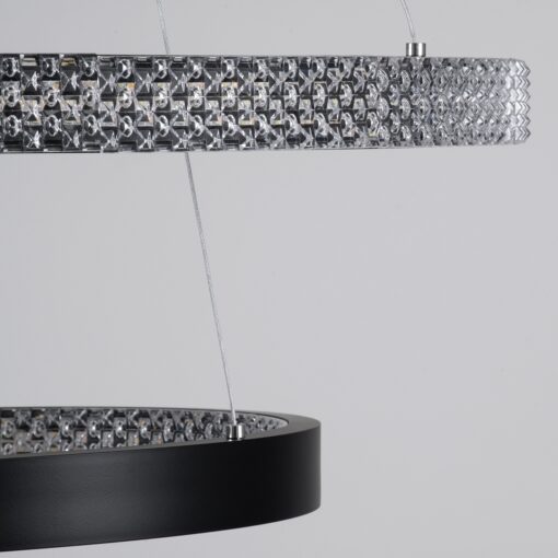 GloboStar® DIAMOND DUO 61150-DECO Κρεμαστό Φωτιστικό Δαχτυλίδι-Κύκλος LED CCT 75W 8743lm 360° AC 220-240V – Εναλλαγή Φωτισμού μέσω Τηλεχειριστηρίου All In One Ψυχρό 6000k+Φυσικό 4500k+Θερμό 2700k Dimmable Φ40+60cm – Μαύρο – 3 Years Warranty