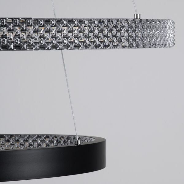 GloboStar® DIAMOND DUO 61150-DECO Κρεμαστό Φωτιστικό Δαχτυλίδι-Κύκλος LED CCT 75W 8743lm 360° AC 220-240V – Εναλλαγή Φωτισμού μέσω Τηλεχειριστηρίου All In One Ψυχρό 6000k+Φυσικό 4500k+Θερμό 2700k Dimmable Φ40+60cm – Μαύρο – 3 Years Warranty