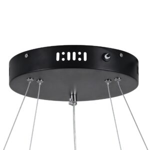 GloboStar® DIAMOND DUO 61150-DECO Κρεμαστό Φωτιστικό Δαχτυλίδι-Κύκλος LED CCT 75W 8743lm 360° AC 220-240V – Εναλλαγή Φωτισμού μέσω Τηλεχειριστηρίου All In One Ψυχρό 6000k+Φυσικό 4500k+Θερμό 2700k Dimmable Φ40+60cm – Μαύρο – 3 Years Warranty