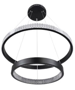 GloboStar® DIAMOND DUO 61150 Κρεμαστό Φωτιστικό Δαχτυλίδι-Κύκλος LED CCT 75W 8743lm 360° AC 220-240V – Εναλλαγή Φωτισμού μέσω Τηλεχειριστηρίου All In One Ψυχρό 6000k+Φυσικό 4500k+Θερμό 2700k Dimmable Φ40+60cm – Μαύρο – 3 Years Warranty