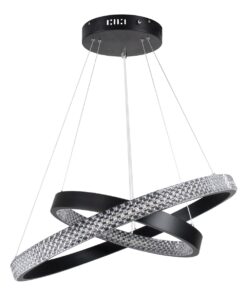 GloboStar® DIAMOND DUO 61150 Κρεμαστό Φωτιστικό Δαχτυλίδι-Κύκλος LED CCT 75W 8743lm 360° AC 220-240V – Εναλλαγή Φωτισμού μέσω Τηλεχειριστηρίου All In One Ψυχρό 6000k+Φυσικό 4500k+Θερμό 2700k Dimmable Φ40+60cm – Μαύρο – 3 Years Warranty