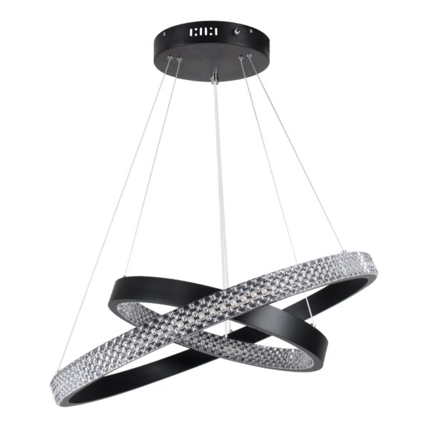 GloboStar® DIAMOND DUO 61150 Κρεμαστό Φωτιστικό Δαχτυλίδι-Κύκλος LED CCT 75W 8743lm 360° AC 220-240V – Εναλλαγή Φωτισμού μέσω Τηλεχειριστηρίου All In One Ψυχρό 6000k+Φυσικό 4500k+Θερμό 2700k Dimmable Φ40+60cm – Μαύρο – 3 Years Warranty