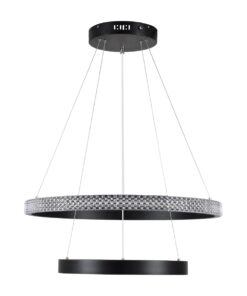 GloboStar® DIAMOND DUO 61150 Κρεμαστό Φωτιστικό Δαχτυλίδι-Κύκλος LED CCT 75W 8743lm 360° AC 220-240V – Εναλλαγή Φωτισμού μέσω Τηλεχειριστηρίου All In One Ψυχρό 6000k+Φυσικό 4500k+Θερμό 2700k Dimmable Φ40+60cm – Μαύρο – 3 Years Warranty