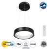 GloboStar® NEMESIS 61152 Κρεμαστό Φωτιστικό Δαχτυλίδι-Κύκλος LED CCT 20W 2356lm 360° AC 220-240V – Εναλλαγή Φωτισμού μέσω Τηλεχειριστηρίου All In One Ψυχρό 6000k+Φυσικό 4500k+Θερμό 2700k Dimmable Φ25cm – Μαύρο – 3 Years Warranty