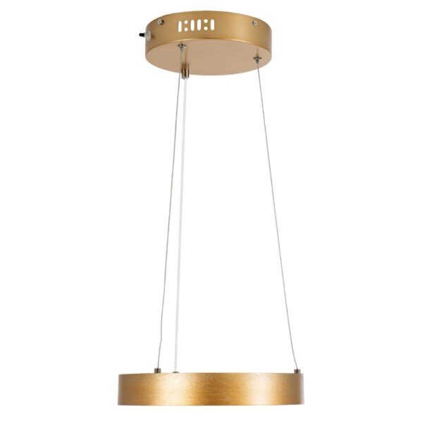 GloboStar® NEMESIS 61154 Κρεμαστό Φωτιστικό Δαχτυλίδι-Κύκλος LED CCT 20W 2356lm 360° AC 220-240V – Εναλλαγή Φωτισμού μέσω Τηλεχειριστηρίου All In One Ψυχρό 6000k+Φυσικό 4500k+Θερμό 2700k Dimmable Φ25cm – Χρυσό Βούρτσας – 3 Years Warranty