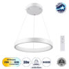 GloboStar® NEMESIS 61156 Κρεμαστό Φωτιστικό Δαχτυλίδι-Κύκλος LED CCT 30W 3513lm 360° AC 220-240V – Εναλλαγή Φωτισμού μέσω Τηλεχειριστηρίου All In One Ψυχρό 6000k+Φυσικό 4500k+Θερμό 2700k Dimmable Φ40cm – Λευκό – 3 Years Warranty