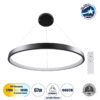GloboStar® NEMESIS 61161 Κρεμαστό Φωτιστικό Δαχτυλίδι-Κύκλος LED CCT 67W 7689lm 360° AC 220-240V – Εναλλαγή Φωτισμού μέσω Τηλεχειριστηρίου All In One Ψυχρό 6000k+Φυσικό 4500k+Θερμό 2700k Dimmable Φ80cm – Μαύρο – 3 Years Warranty