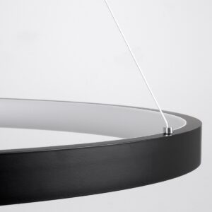 GloboStar® NEMESIS 61158 Κρεμαστό Φωτιστικό Δαχτυλίδι-Κύκλος LED CCT 45W 5230lm 360° AC 220-240V – Εναλλαγή Φωτισμού μέσω Τηλεχειριστηρίου All In One Ψυχρό 6000k+Φυσικό 4500k+Θερμό 2700k Dimmable Φ60cm – Μαύρο – 3 Years Warranty