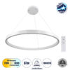 GloboStar® NEMESIS 61162 Κρεμαστό Φωτιστικό Δαχτυλίδι-Κύκλος LED CCT 67W 7689lm 360° AC 220-240V – Εναλλαγή Φωτισμού μέσω Τηλεχειριστηρίου All In One Ψυχρό 6000k+Φυσικό 4500k+Θερμό 2700k Dimmable Φ80cm – Λευκό – 3 Years Warranty