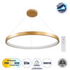 GloboStar® NEMESIS 61163 Κρεμαστό Φωτιστικό Δαχτυλίδι-Κύκλος LED CCT 67W 7689lm 360° AC 220-240V – Εναλλαγή Φωτισμού μέσω Τηλεχειριστηρίου All In One Ψυχρό 6000k+Φυσικό 4500k+Θερμό 2700k Dimmable Φ80cm – Χρυσό Βούρτσας – 3 Years Warranty