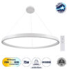 GloboStar® NEMESIS 61165 Κρεμαστό Φωτιστικό Δαχτυλίδι-Κύκλος LED CCT 75W 8743lm 360° AC 220-240V – Εναλλαγή Φωτισμού μέσω Τηλεχειριστηρίου All In One Ψυχρό 6000k+Φυσικό 4500k+Θερμό 2700k Dimmable Φ100cm – Λευκό – 3 Years Warranty