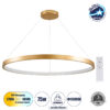 GloboStar® NEMESIS 61166 Κρεμαστό Φωτιστικό Δαχτυλίδι-Κύκλος LED CCT 75W 8743lm 360° AC 220-240V – Εναλλαγή Φωτισμού μέσω Τηλεχειριστηρίου All In One Ψυχρό 6000k+Φυσικό 4500k+Θερμό 2700k Dimmable Φ100cm – Χρυσό Βούρτσας – 3 Years Warranty