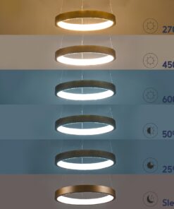 GloboStar® NEMESIS 61157 Κρεμαστό Φωτιστικό Δαχτυλίδι-Κύκλος LED CCT 30W 3513lm 360° AC 220-240V – Εναλλαγή Φωτισμού μέσω Τηλεχειριστηρίου All In One Ψυχρό 6000k+Φυσικό 4500k+Θερμό 2700k Dimmable Φ40cm – Χρυσό Βούρτσας – 3 Years Warranty