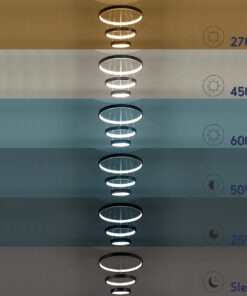 GloboStar® NEMESIS TRIO 61167 Κρεμαστό Φωτιστικό Δαχτυλίδι-Κύκλος LED CCT 100W 12123lm 360° AC 220-240V – Εναλλαγή Φωτισμού μέσω Τηλεχειριστηρίου All In One Ψυχρό 6000k+Φυσικό 4500k+Θερμό 2700k Dimmable Φ25+40+60cm – Μαύρο – 3 Years Warranty