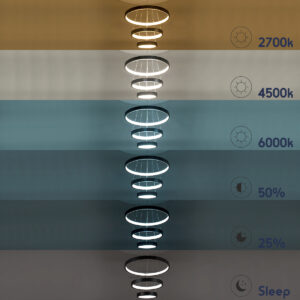 GloboStar® NEMESIS TRIO 61167 Κρεμαστό Φωτιστικό Δαχτυλίδι-Κύκλος LED CCT 100W 12123lm 360° AC 220-240V – Εναλλαγή Φωτισμού μέσω Τηλεχειριστηρίου All In One Ψυχρό 6000k+Φυσικό 4500k+Θερμό 2700k Dimmable Φ25+40+60cm – Μαύρο – 3 Years Warranty